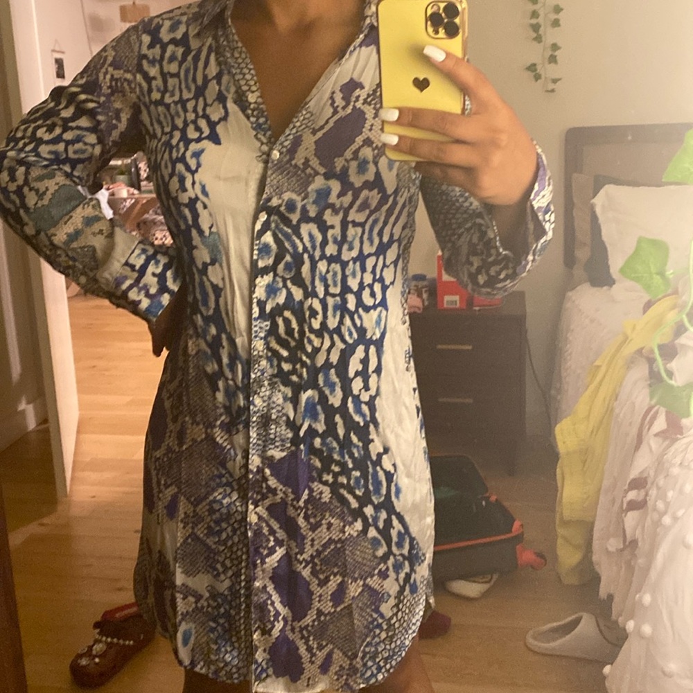 Paperwhite Blue Snakeprint Dress/Top